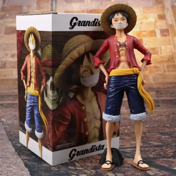 27cm One Piece Anime Figure Confident Smiley Luffy Three Form Face Changing Doll PVC Action Figurine Model Child Toys Kits