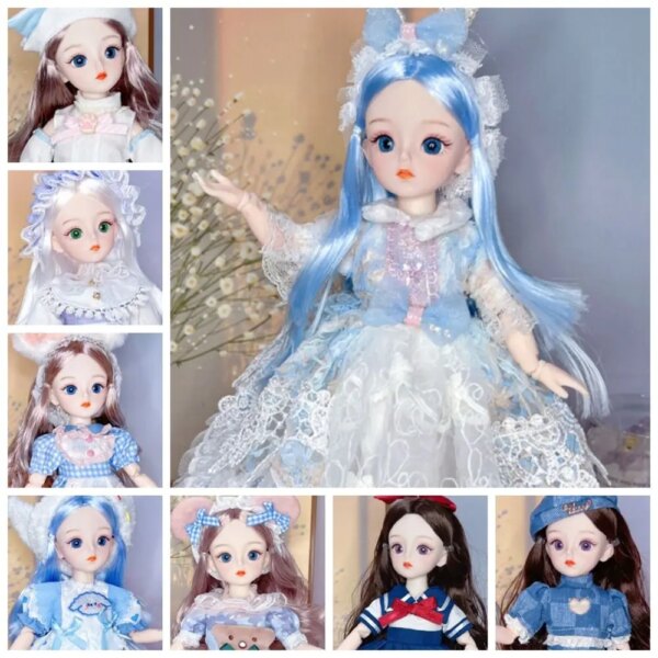 BJD Dolls and Clothes with Multiple Movable Joints 30cm 1/6 3D Simulated Eye Hinge Doll Girl's DIY Dress Up Birthday Gift Toy