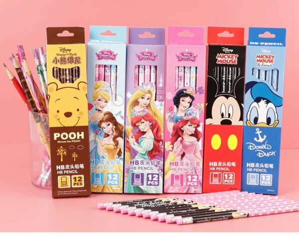 Disney Stitch Pencil Cute Cartoon Action Anime Figures Minnie Mickey Winnie The Pooh Belle Alice Pencil Cartoon Childrens Gifts