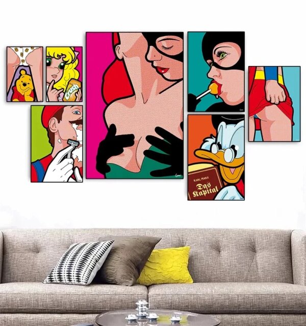 Disney Superhero Spoof Sexy Poster Pop Funny Creative Wall Art Canvas Painting Prints For Living Room Bathroom Home Decor