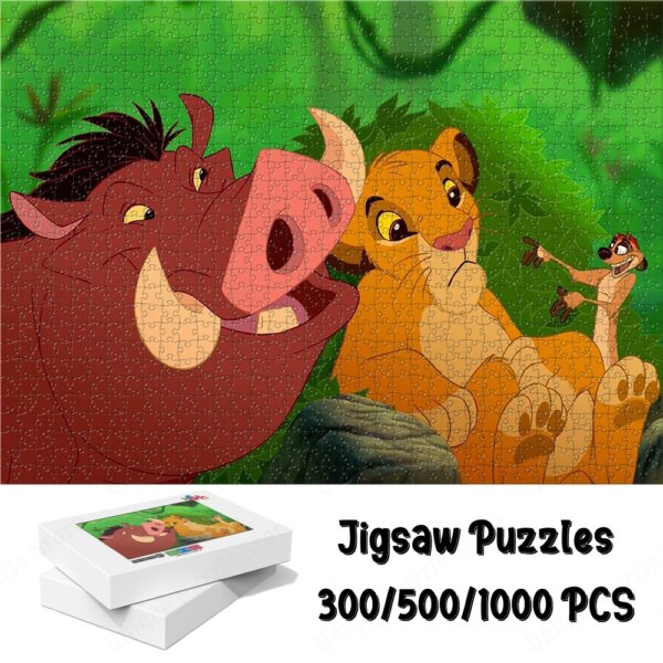 Disney The Lion King Characters Puzzle Nala Timon Pumbaa Cute 300/500/1000 Pieces Large Adult Jigsaw Cartoon Animals Family Game