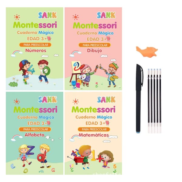 Free Wiping Spanish Magic Copybook Pen Preschools Kids Calligraphy Children Reusable Español Writing Practice Book Age 3-8