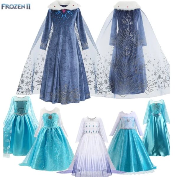 Frozen Elsa Anna Snow Queen Dress Kids Cosplay Costumes For Girls Carnival Birthday Party Prom Gown Children Princess Clothing