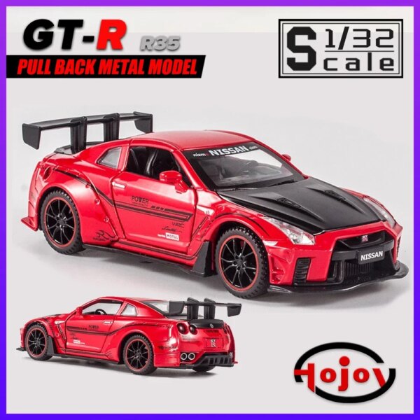 Scale 1/32 GTR R35 Metal Diecast Alloy Toys Cars Models Sound Trucks For Boys Children Kids Toy Vehicles Hobby Collection