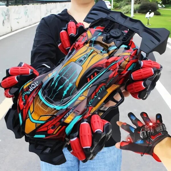 F1 Drift RC Car With Led Lights Music 2.4G Glove Gesture Radio Remote Control Spray Stunt Car 4WD Electric Children Toys