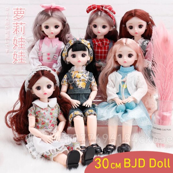 Bjd Dolls 30cm Clothes Full Set 1/6 Kawaii Baby Reborn Dolls Toys For Girls 23 Ball Jointed Barbie Doll Dress Up DIY Kids Toys