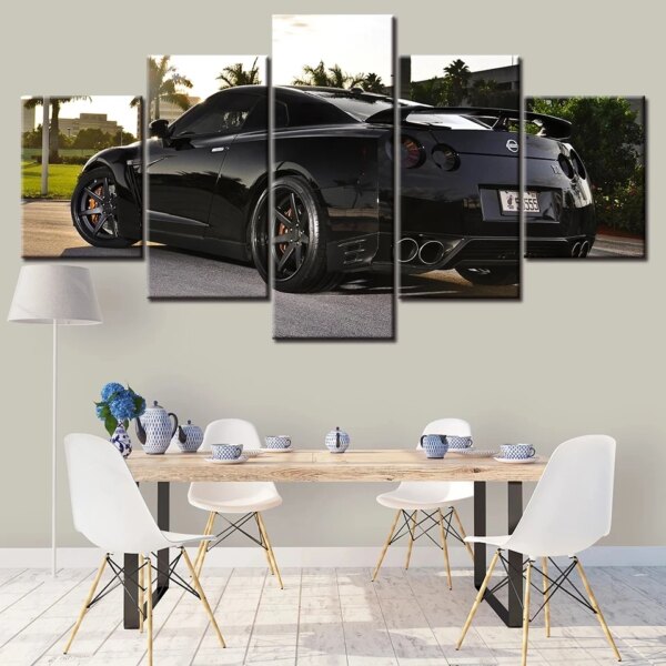 Black Nissan Skyline Gtr Car Poster Painting 5 Pieces Wall Art Canvas Living Room Picture Print Bedroom Mural Home Decor Artwork