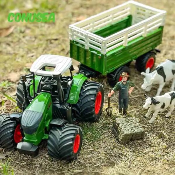 Farm Tractor with Trailer Forklift Model Car Set Agriculture Livestock Truck Farmers Transporters Children Toys Boys Kids Gift