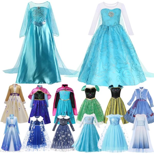 Frozen Costume Princess Dress for Girls Halloween Mesh Ball Gown Carnival Clothing Kids Cosplay Snow Queen Elsa Anna