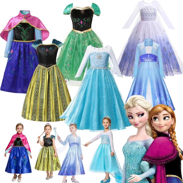 Frozen Elsa Dress For Girl Snow Queen Anna Princess Dresses Carnival Party Halloween Cosplay Costumes Elsa Frozen Girls Costume