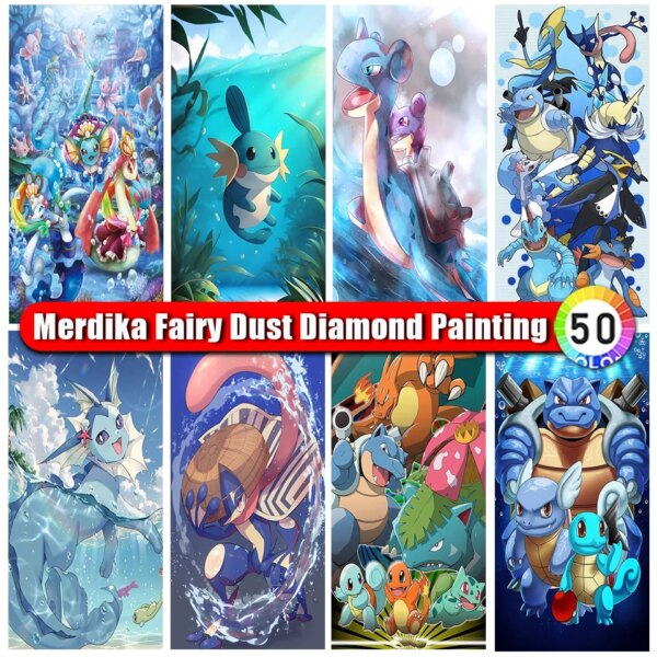 Picture Size Fairy Dust Diamond Painting Pokémon Animals Full Diamond Embroidery Anime Cross Stitch Home Decor Diy Kids Gifts