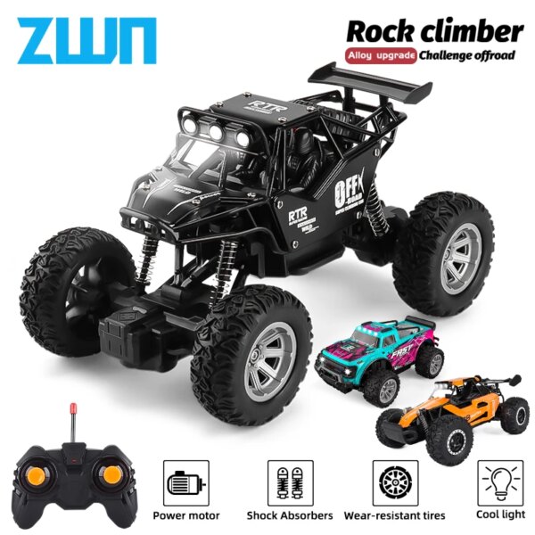 ZWN 1:16/1:20 2.4G Model RC Car With LED Light 2WD Off-road Remote Control Climbing Vehicle Outdoor Cars Toy Gifts for Kids